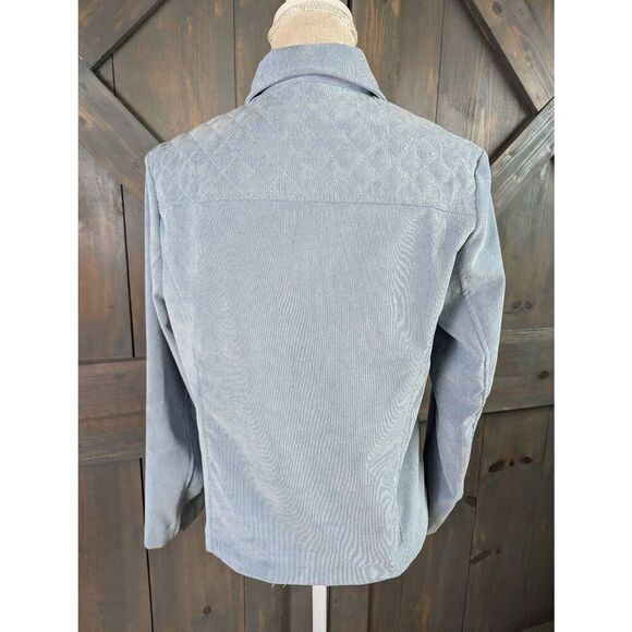 Alfred Dunner Jacket Women's Size 8P Blue Button Front Quilted Trim Corduroy - Picture 3 of 9